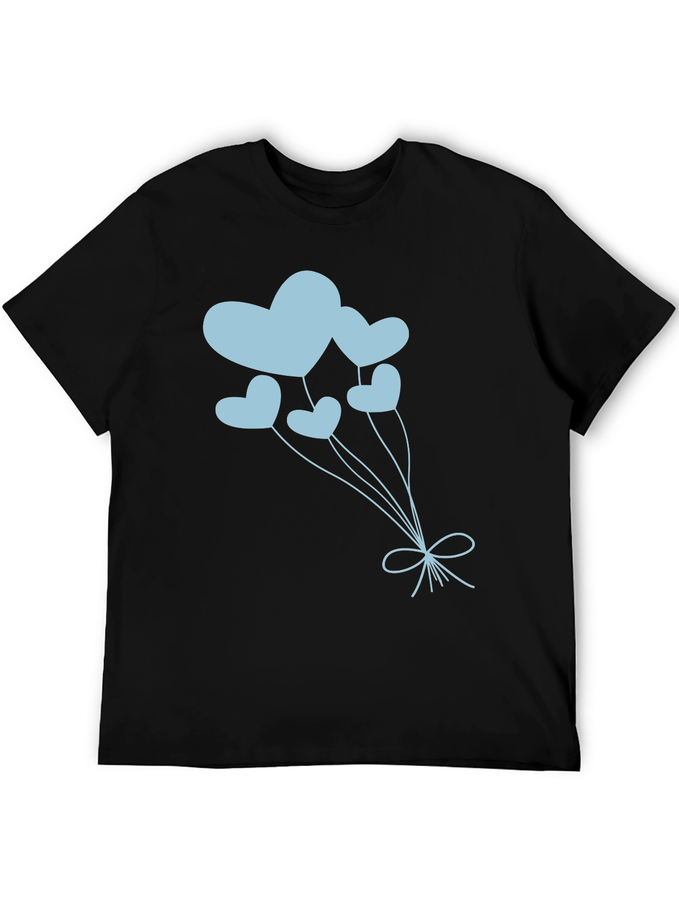 Heart Balloon Graphic Tee - Black Cotton Shirt