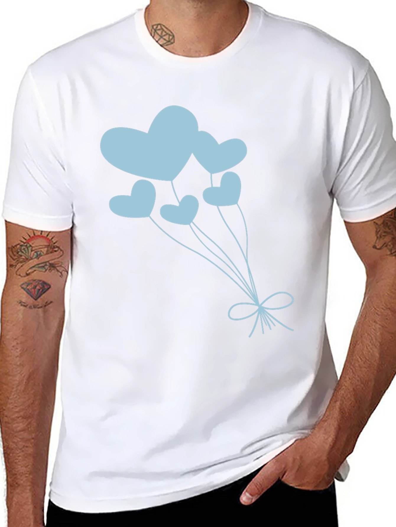 Heart Balloon Graphic Tee - Black Cotton Shirt