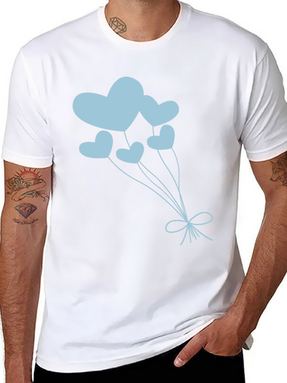 Heart Balloon Graphic Tee - Black Cotton Shirt