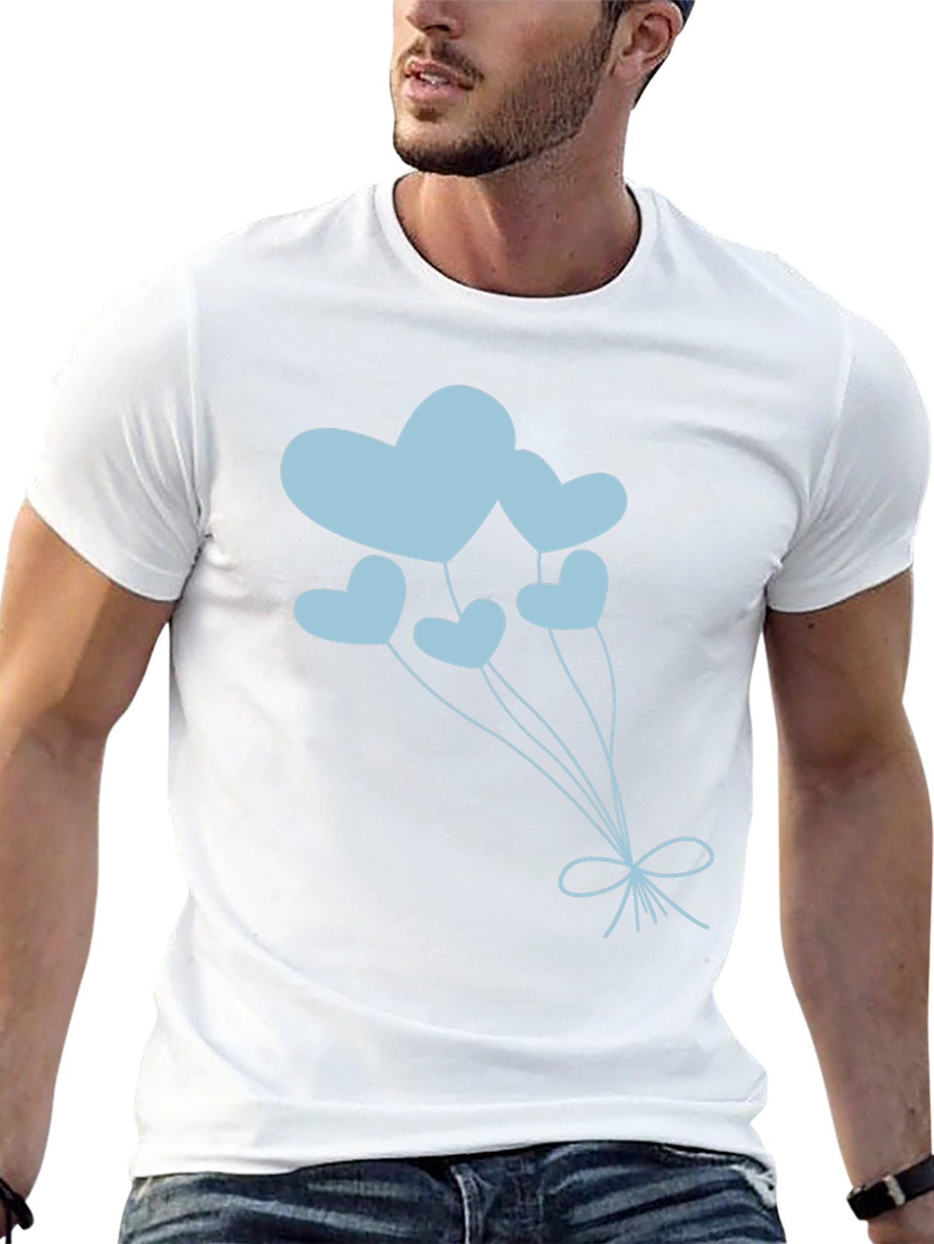 Heart Balloon Graphic Tee - Black Cotton Shirt