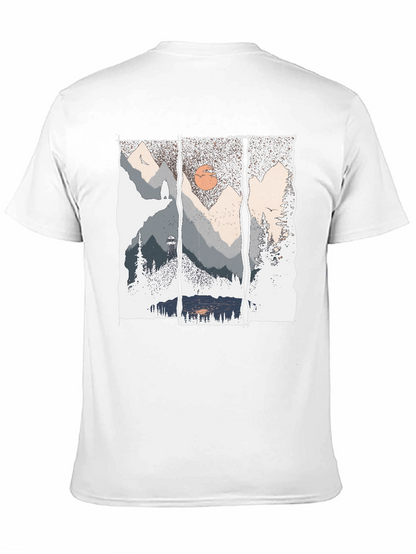 Nature Triptych Graphic Tee - Black Cotton Blend Shirt