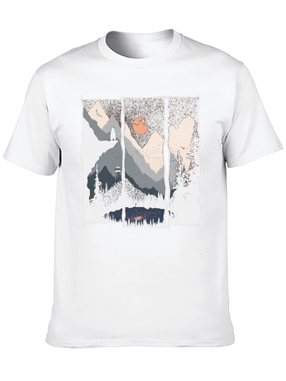 Nature Triptych Graphic Tee - Black Cotton Blend Shirt