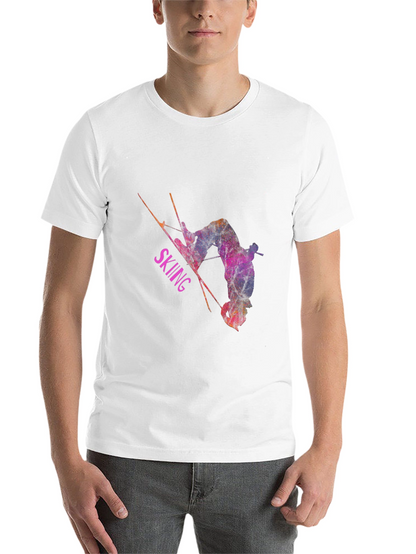 Skiing Athlete Graphic T-Shirt - Black