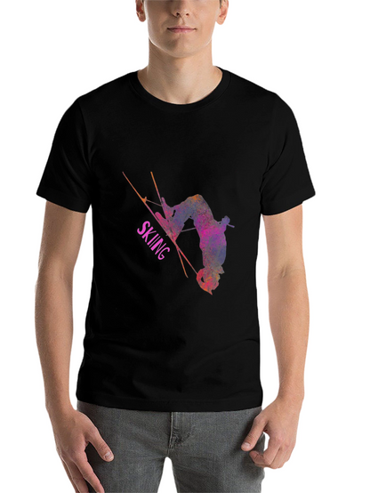 Skiing Athlete Graphic T-Shirt - Black