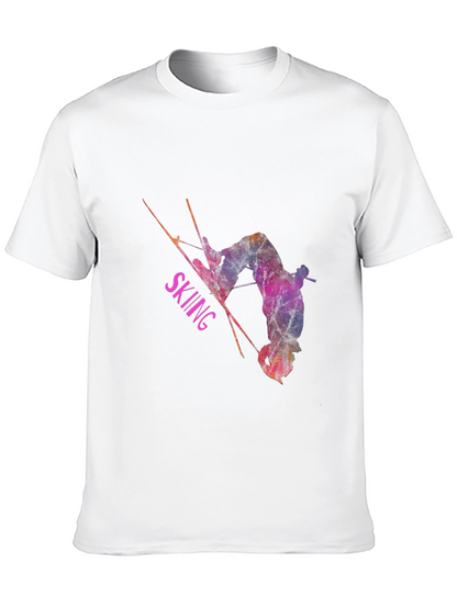 Skiing Athlete Graphic T-Shirt - Black
