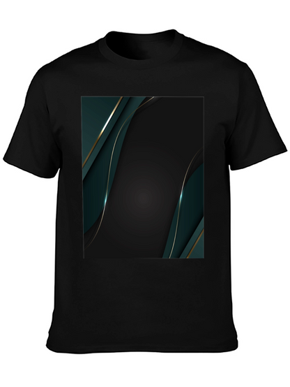 Stylish Black T-Shirt with Abstract Geometric Design