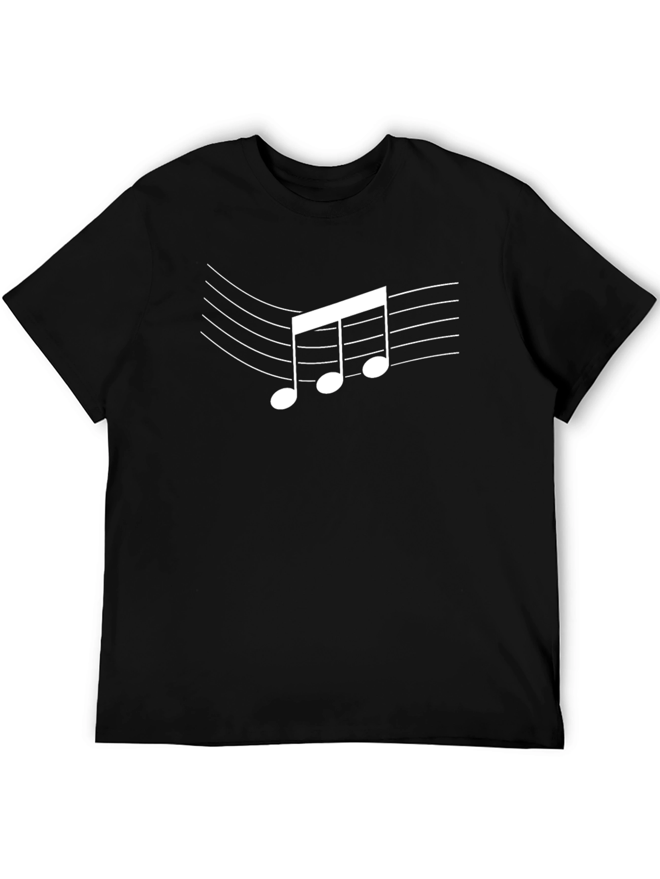 Music Note Graphic Black T-Shirt - Casual Style