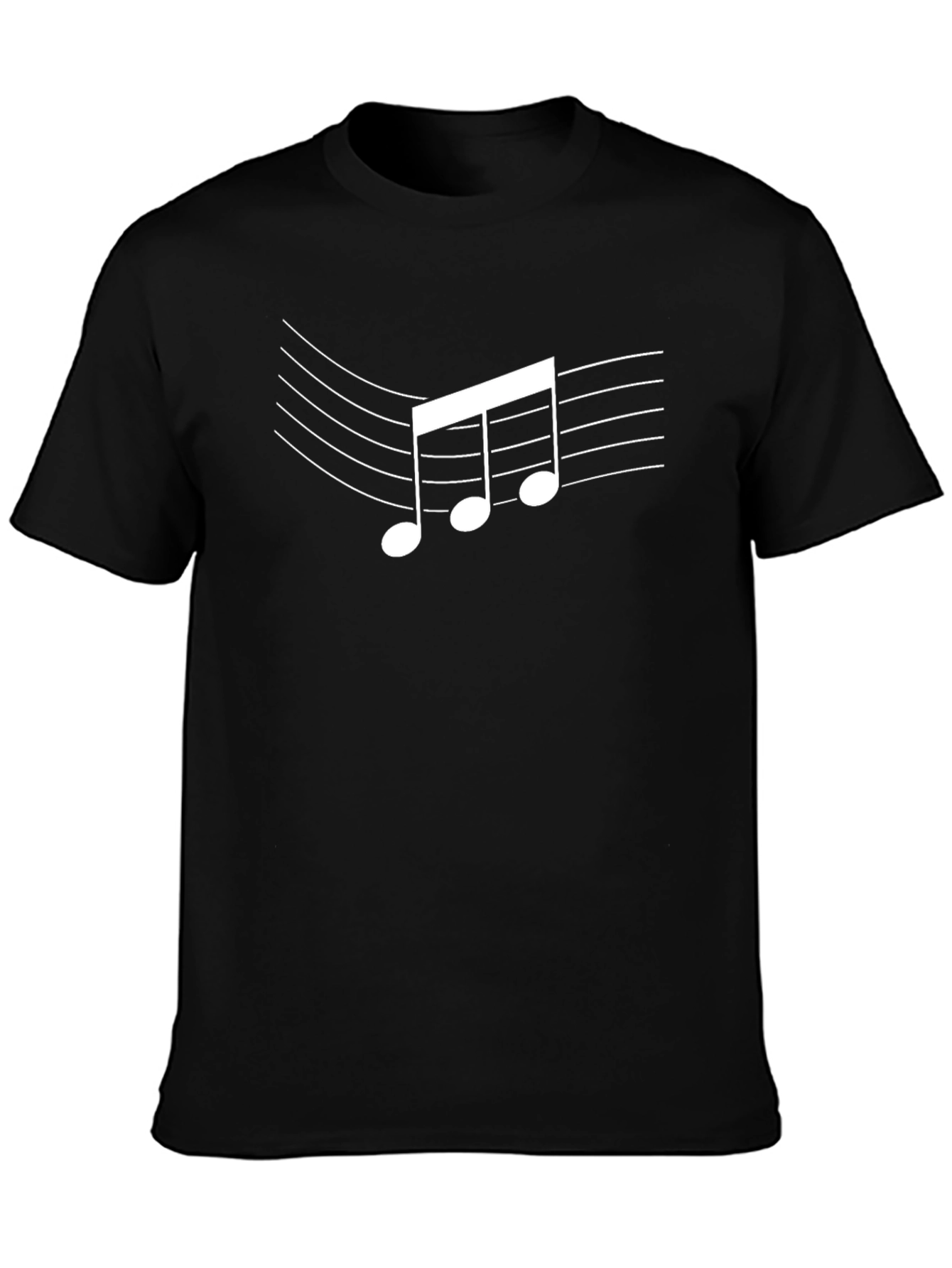 Music Note Graphic Black T-Shirt - Casual Style