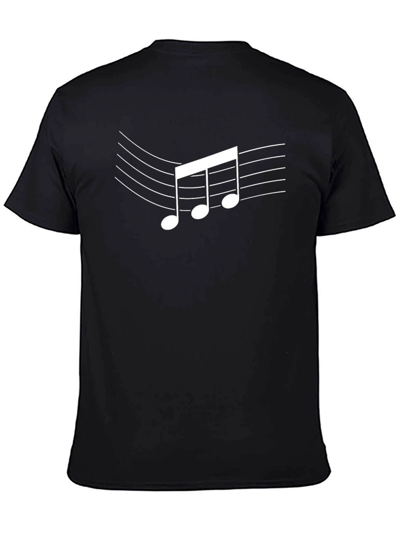 Music Note Graphic Black T-Shirt - Casual Style