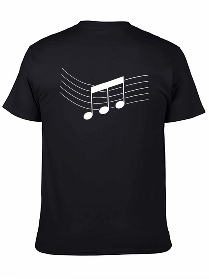 Music Note Graphic Black T-Shirt - Casual Style