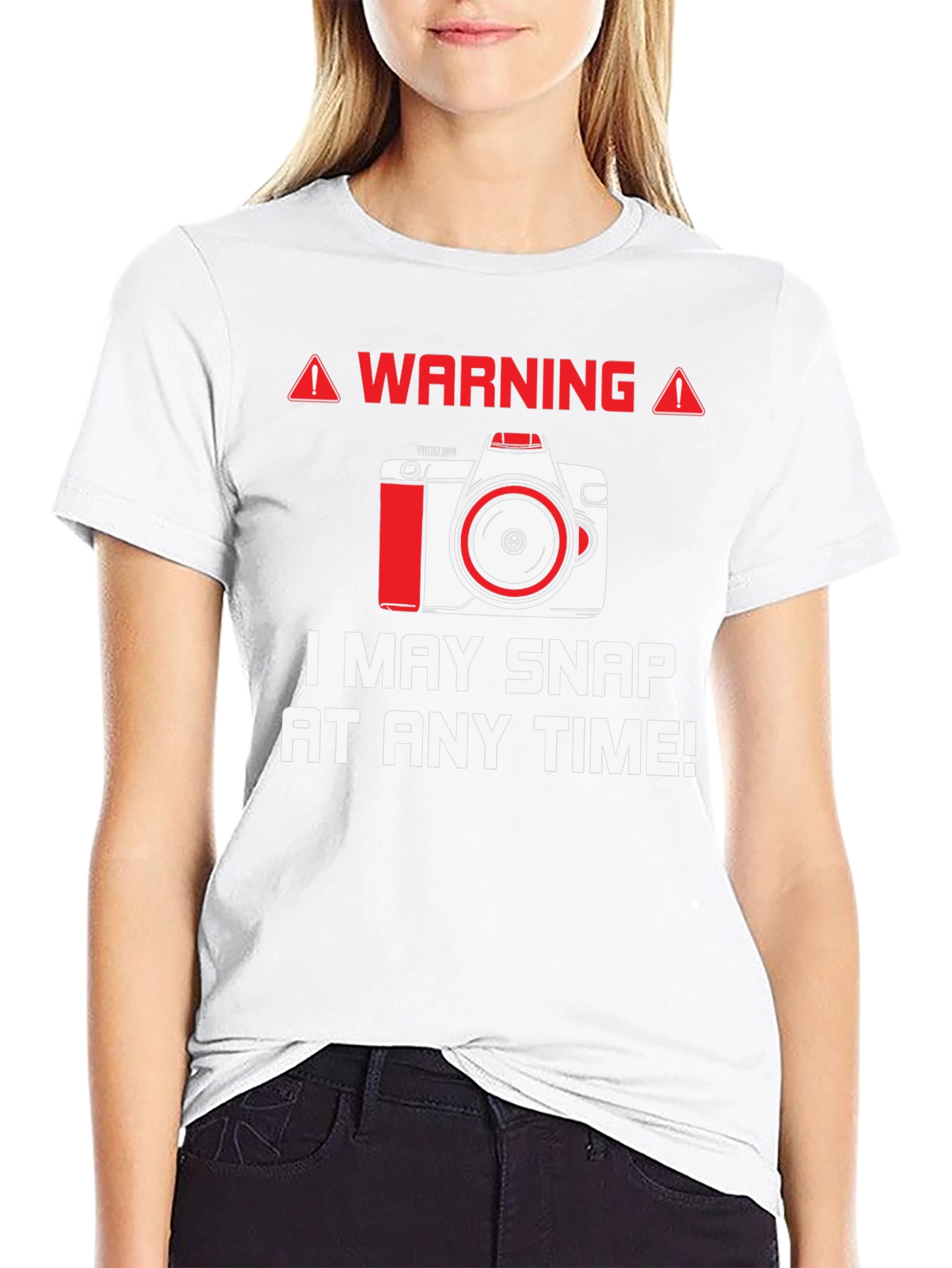 Warning May Snap Camera Graphic Tee