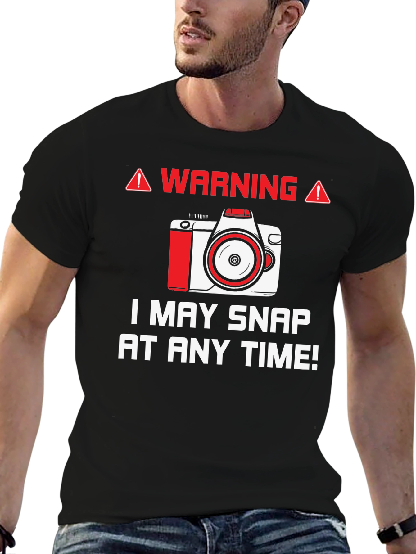 Warning May Snap Camera Graphic Tee