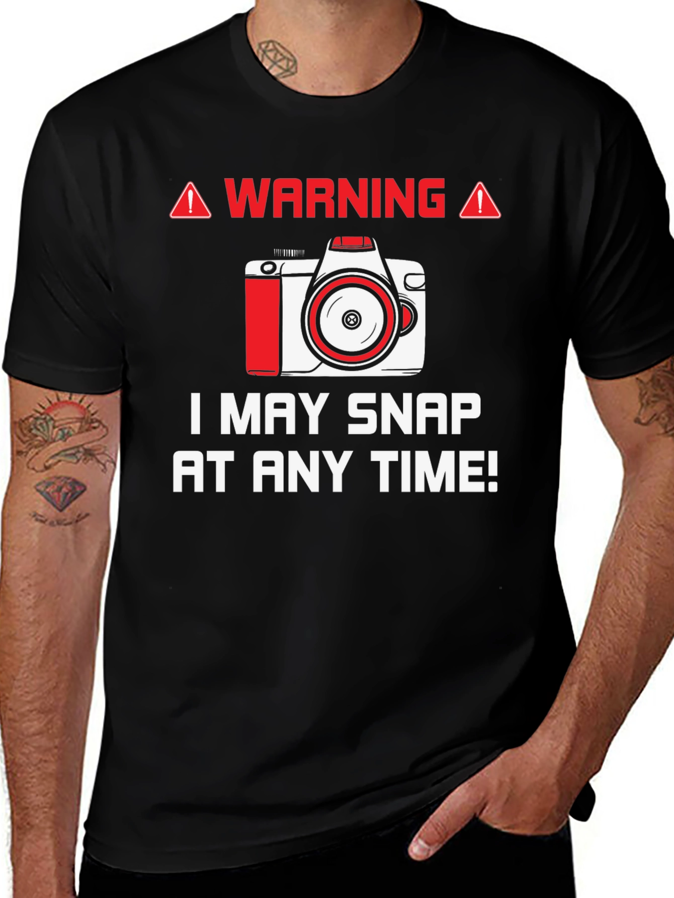Warning May Snap Camera Graphic Tee