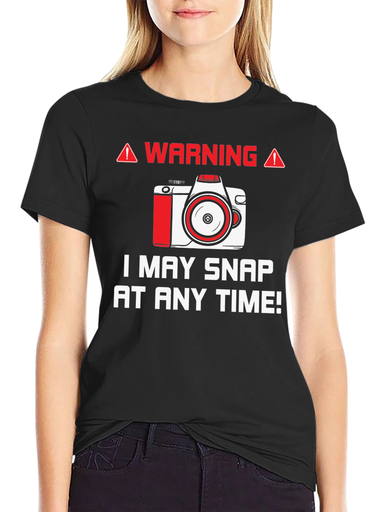 Warning May Snap Camera Graphic Tee