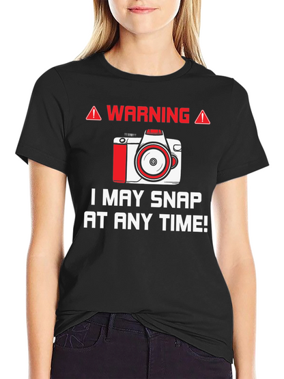 Warning May Snap Camera Graphic Tee