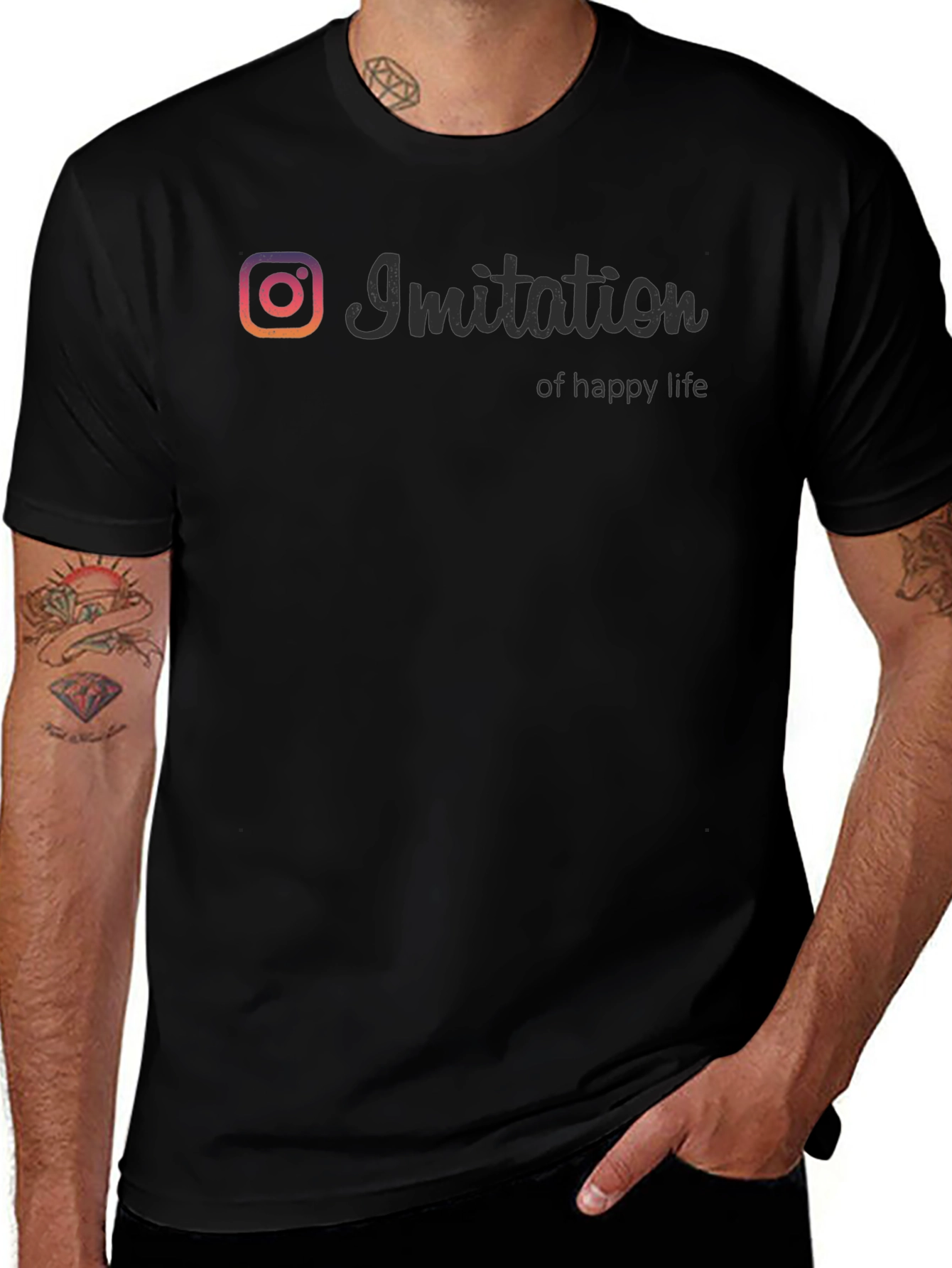 Imitation of Happy Life T-Shirt - Social Media Inspired