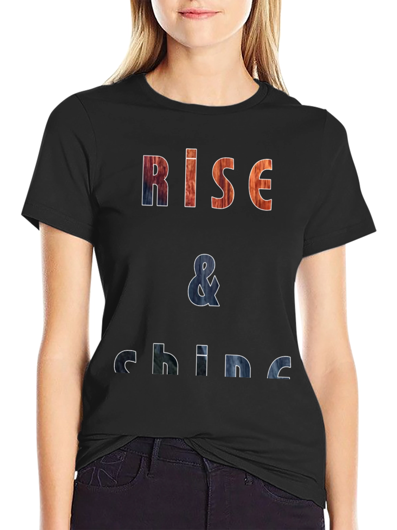 Rise & Shine Graphic Print Black T-Shirt