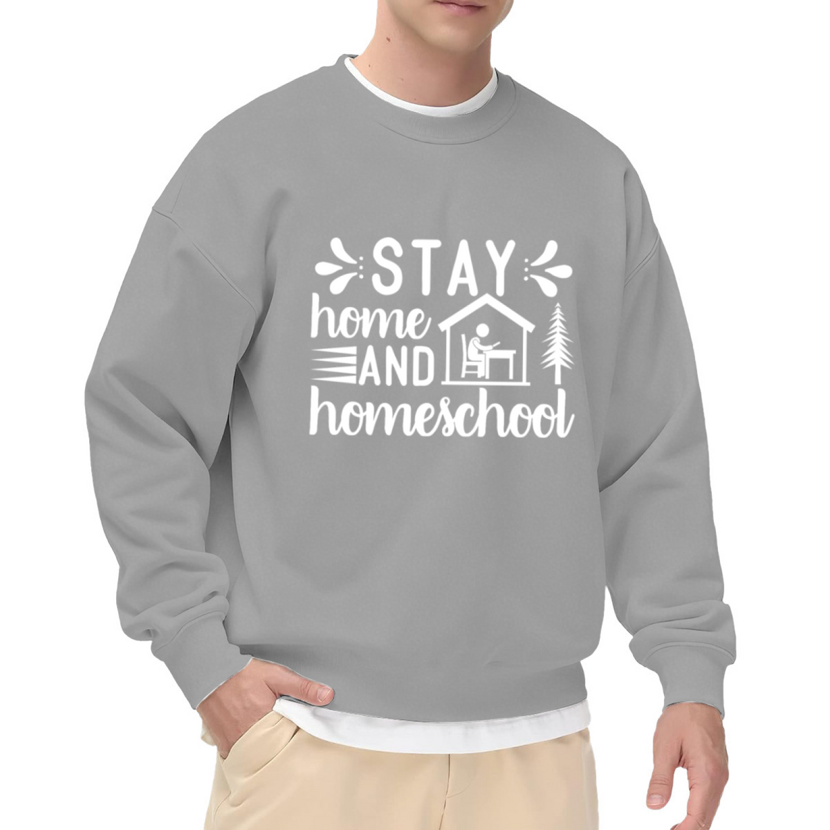 Stay Home And Homeschool Crewneck Sweatshirt - Homeschool Parent Teacher Pullover