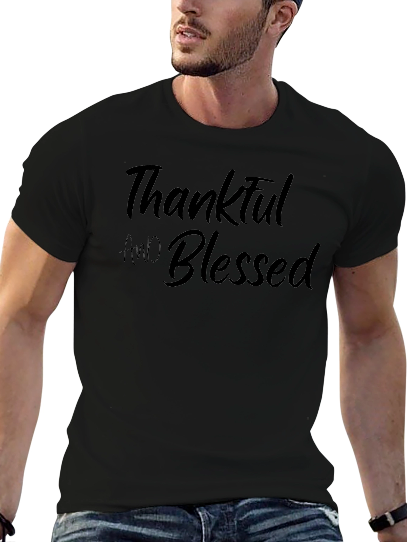 Thankful and Blessed Black T-Shirt