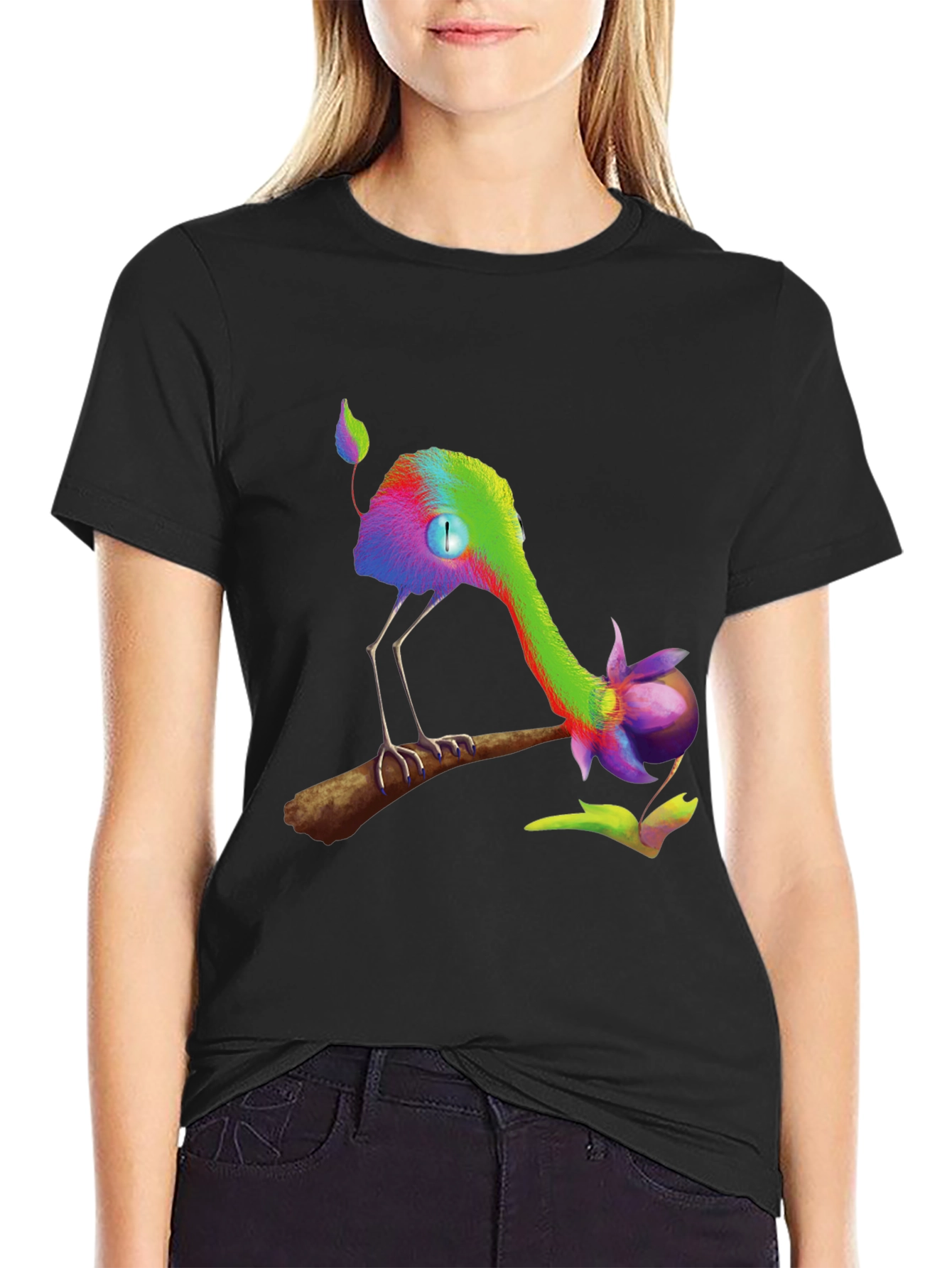 Whimsical Creature Graphic Black T-Shirt