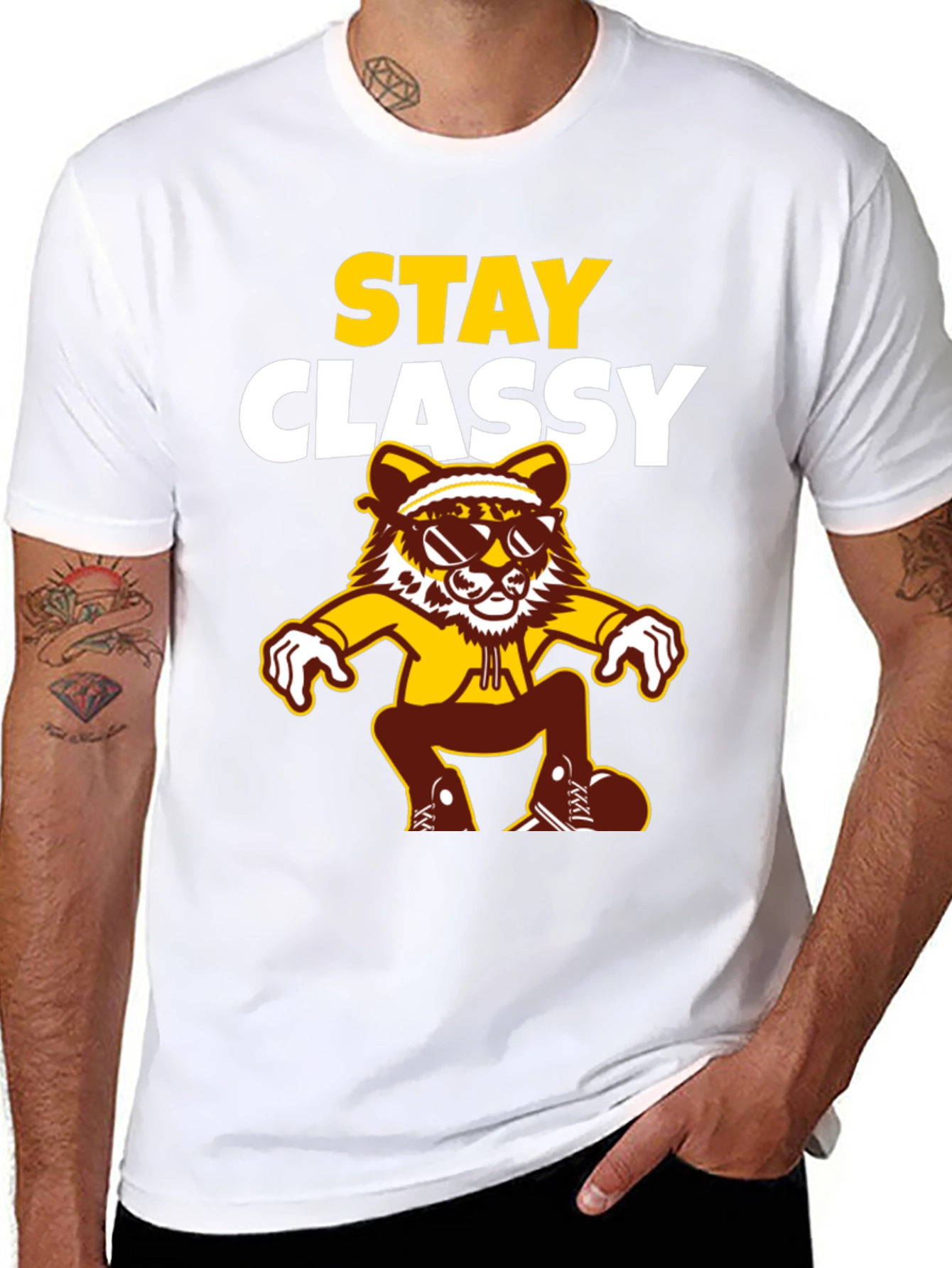 Stay Classy Tee - Cool Cartoon Tiger