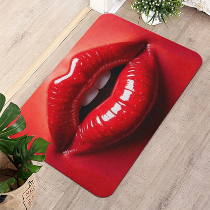 Trendy Retro Red Lips£üRetro Art Red Lips Graphic Diatomite Mat, Stylish Decor Absorbent Non?Slip Bathroom Entry Rug