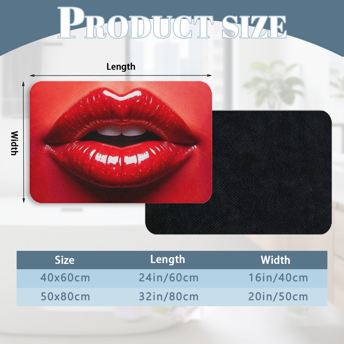 Trendy Retro Red Lips£üRetro Art Red Lips Graphic Diatomite Mat, Stylish Decor Absorbent Non?Slip Bathroom Entry Rug