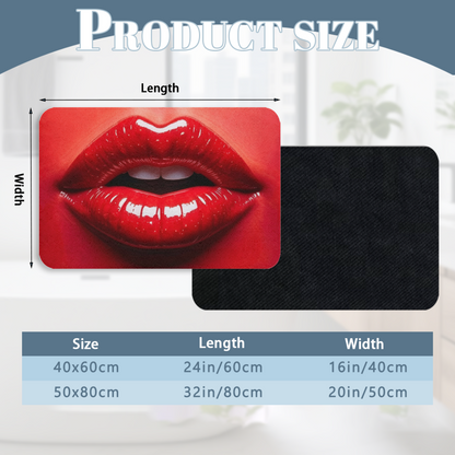 Trendy Retro Red Lips£üRetro Art Red Lips Graphic Diatomite Mat, Stylish Decor Absorbent Non?Slip Bathroom Entry Rug