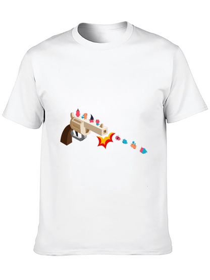 Novelty Graphic Tee - Animated Gun Design
