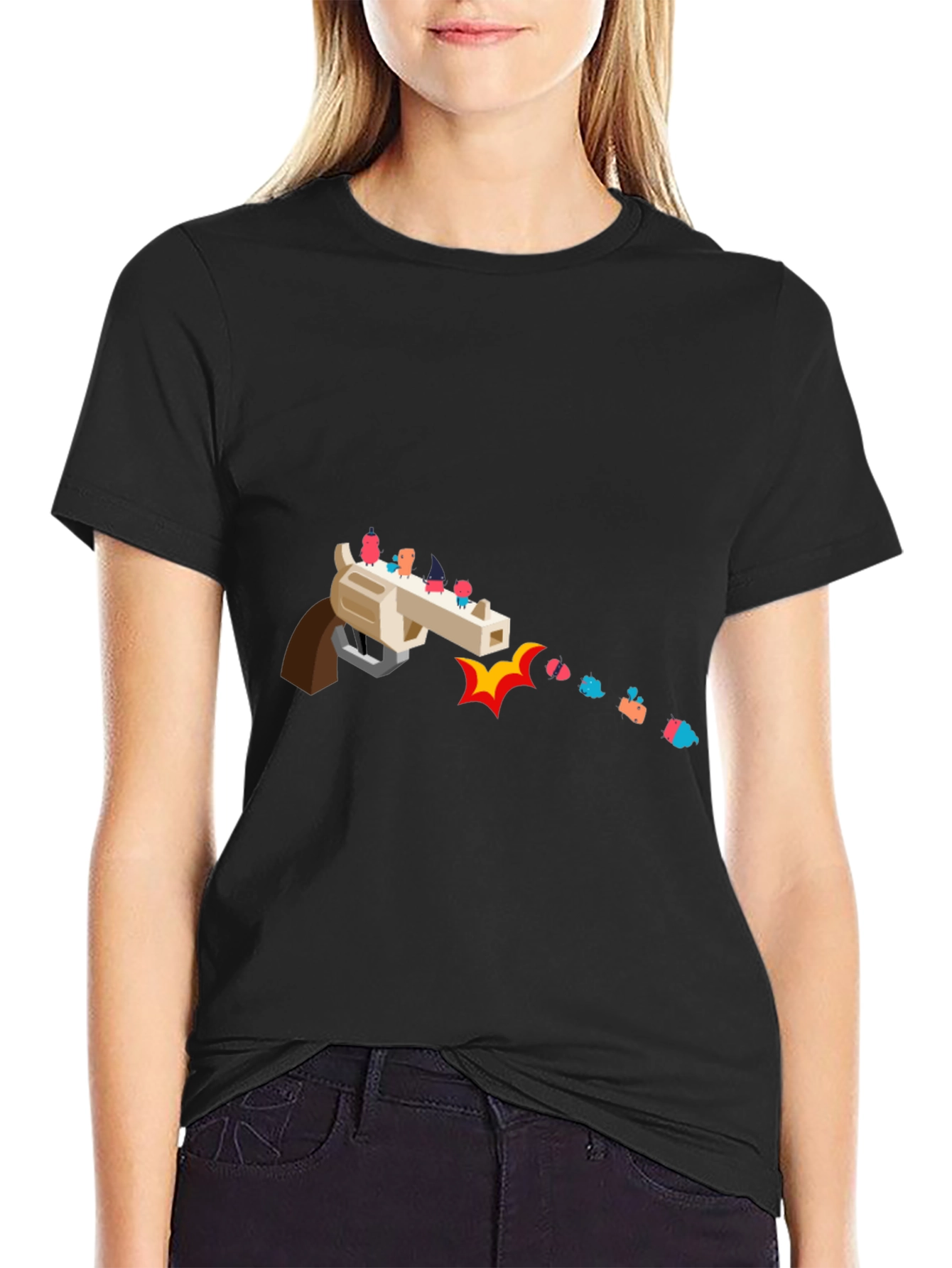 Novelty Graphic Tee - Animated Gun Design