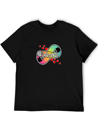 Volleyball Infinity Love Graphic T-Shirt - Black