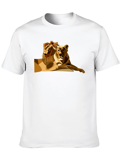 Lion Couple Graphic Black T-Shirt
