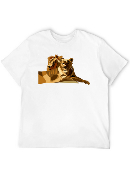 Lion Couple Graphic Black T-Shirt