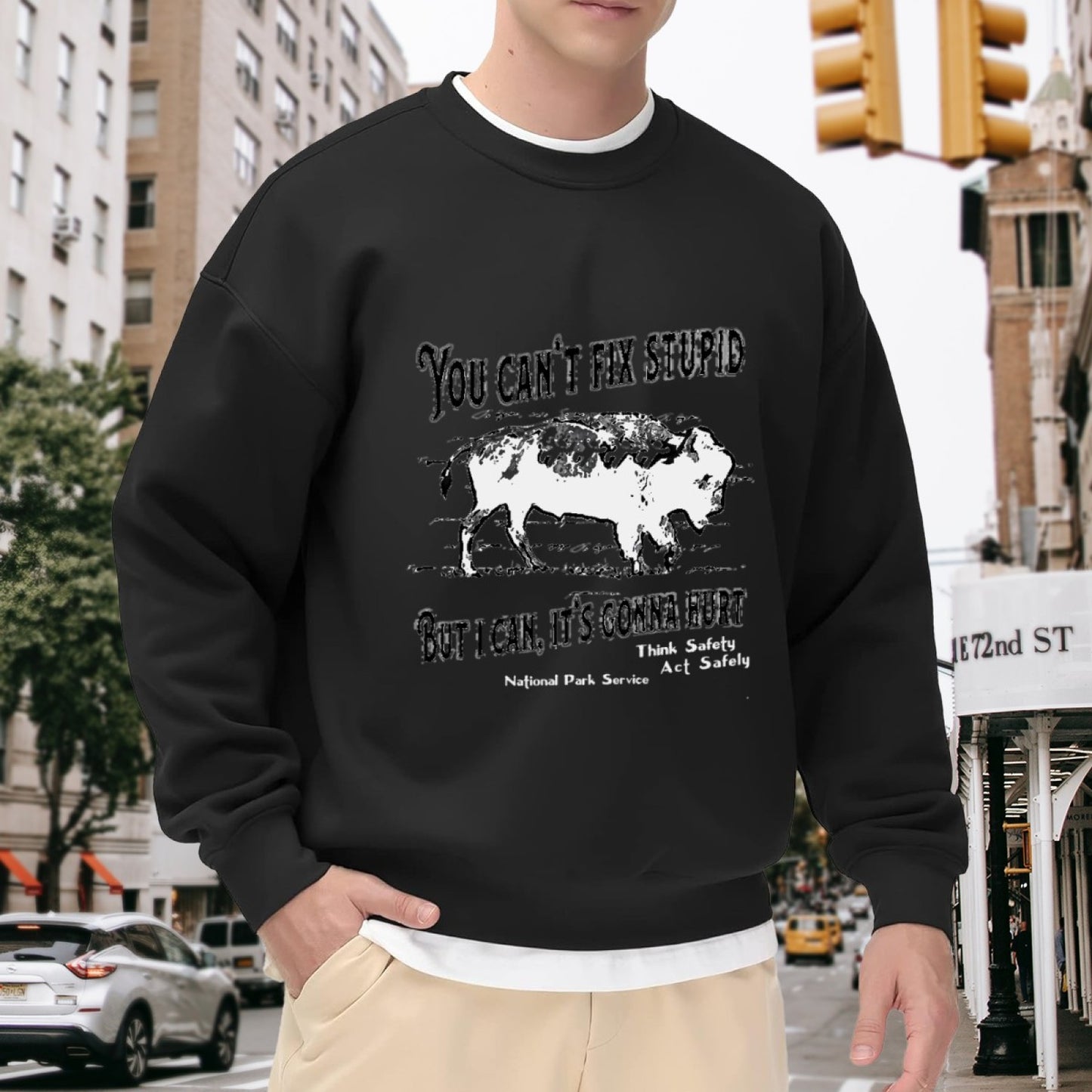 National Park Bison "You Can’t Fix Stupid" Graphic Crewneck