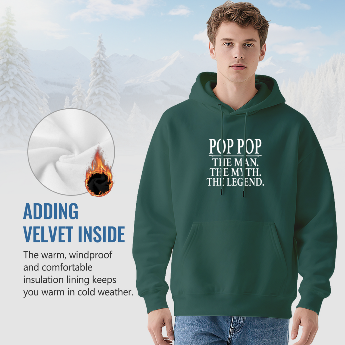 Trendy Hooded Sweatshirt - Pop Pop Legend