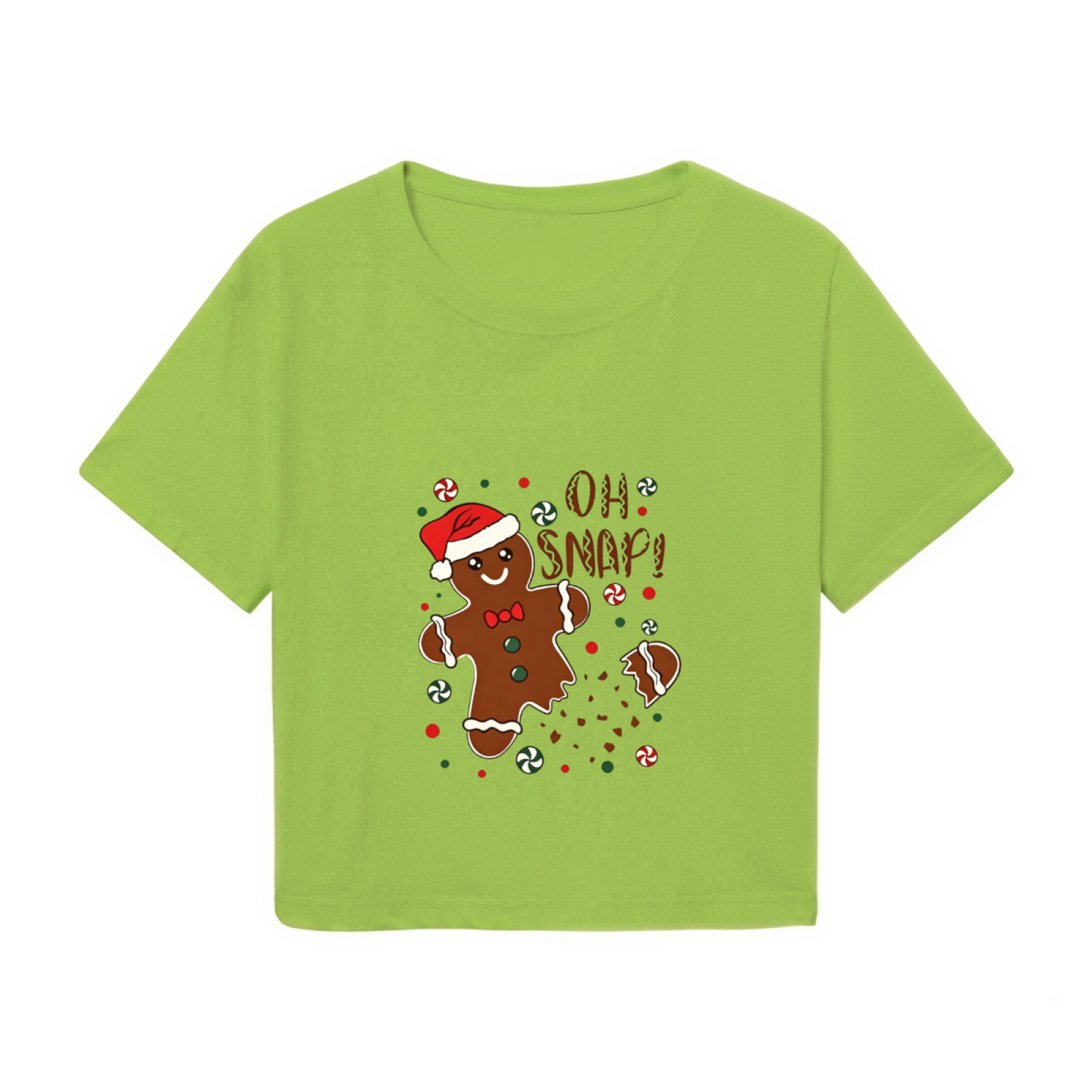 Oh Snap Gingerbread Man Fun Christmas Graphic Crop Top