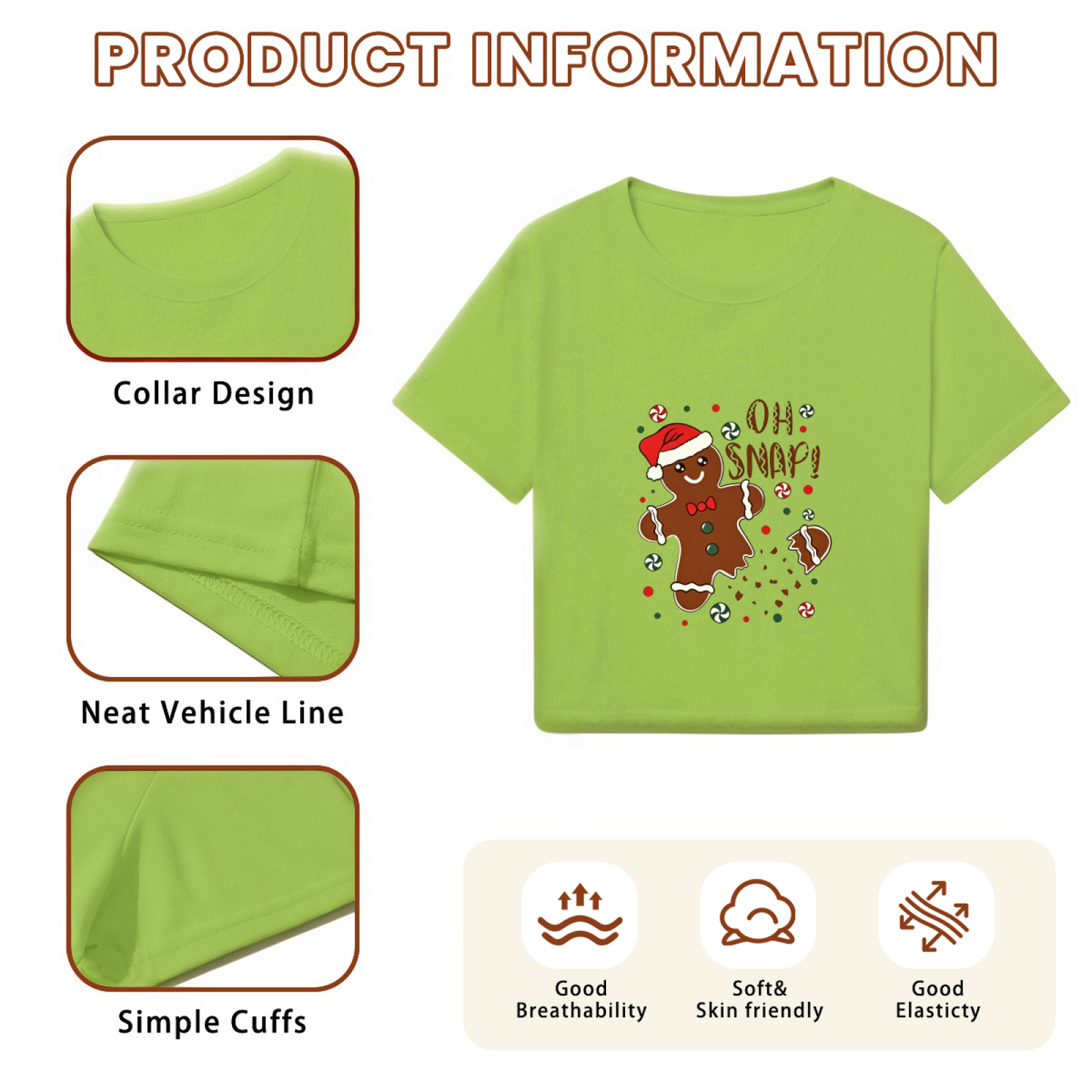 Oh Snap Gingerbread Man Fun Christmas Graphic Crop Top