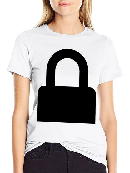 Mens Black Graphic Tee - Padlock Design