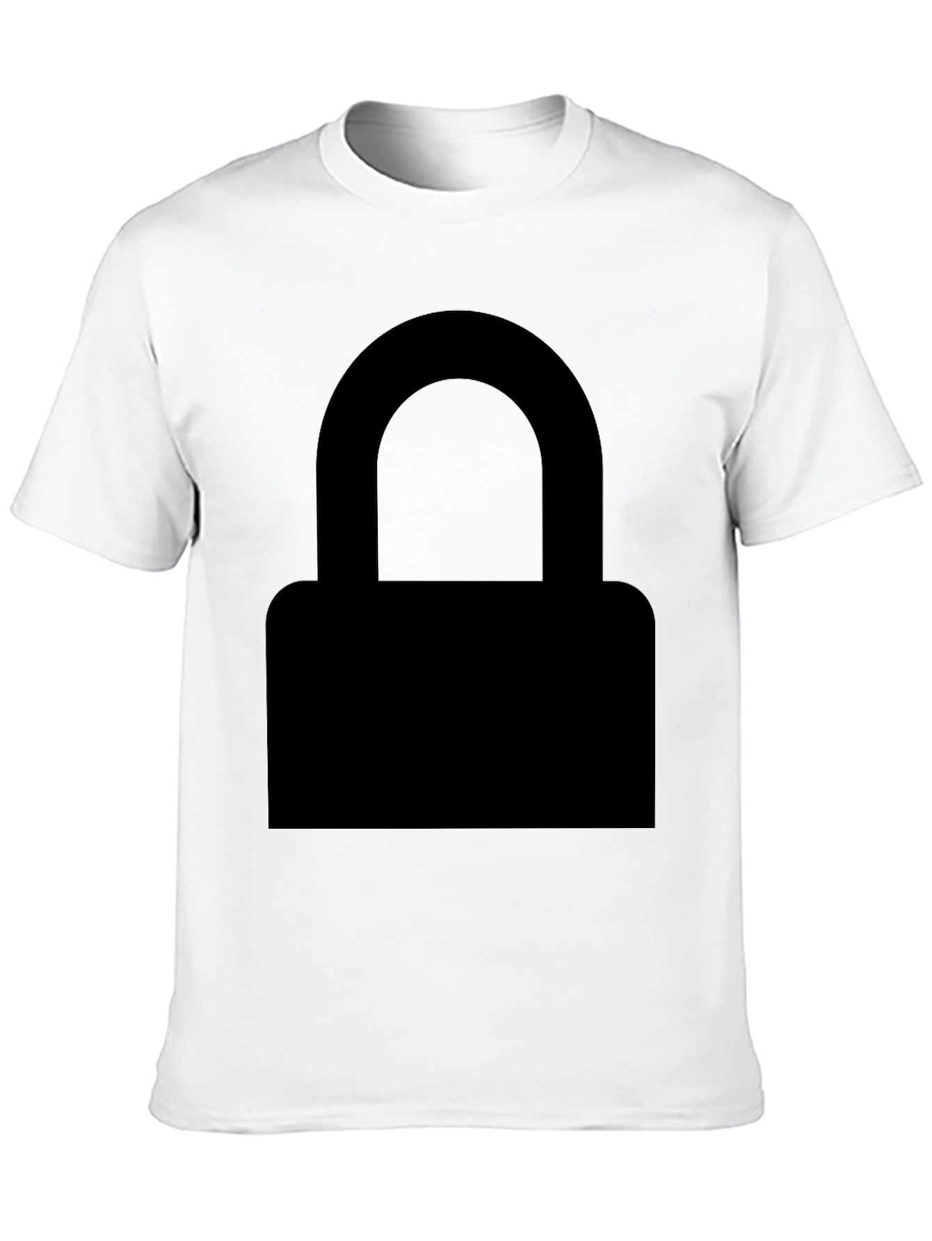 Mens Black Graphic Tee - Padlock Design