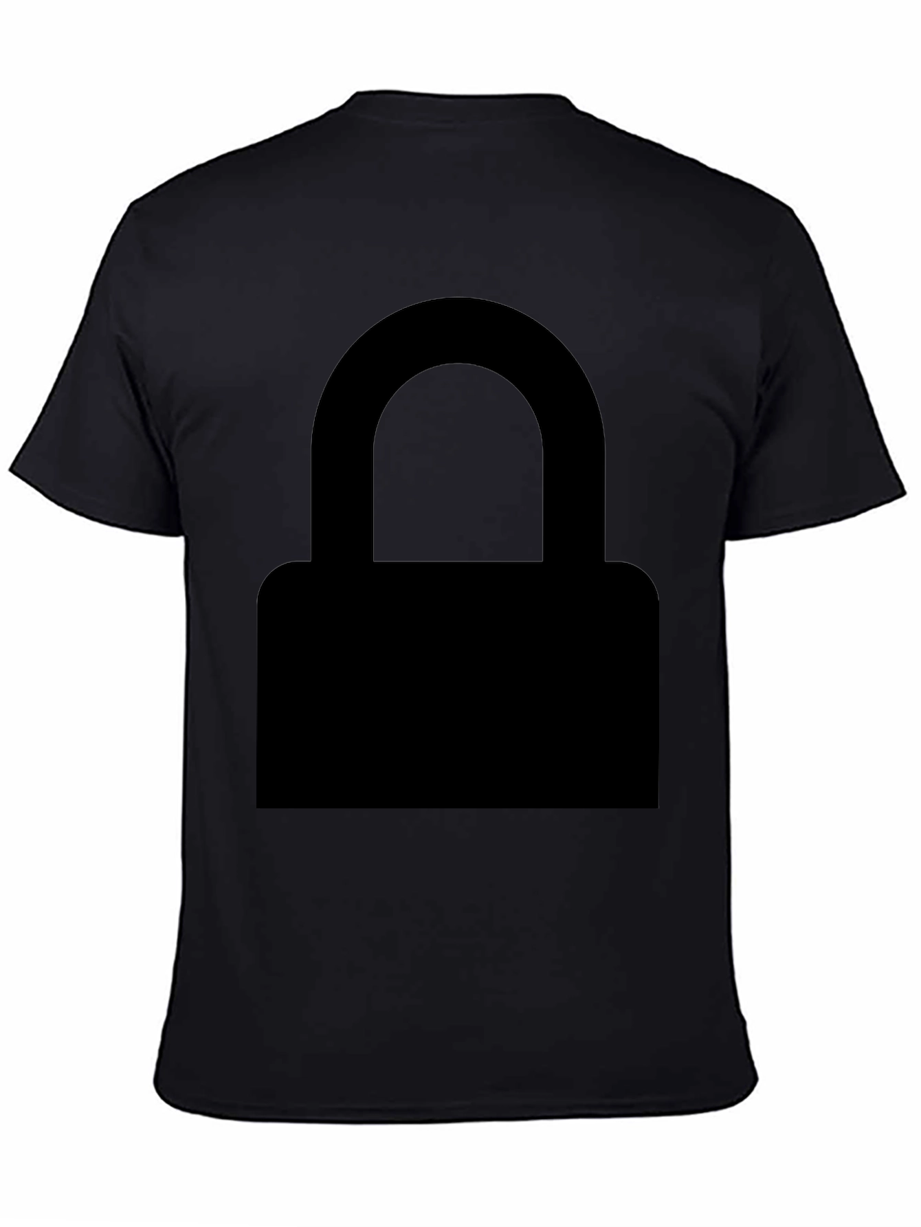 Mens Black Graphic Tee - Padlock Design