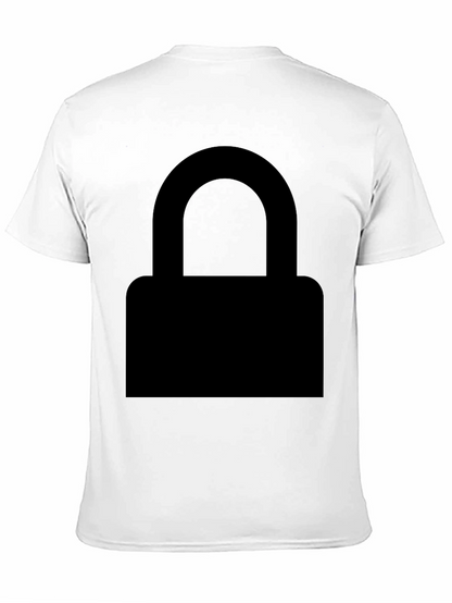 Mens Black Graphic Tee - Padlock Design