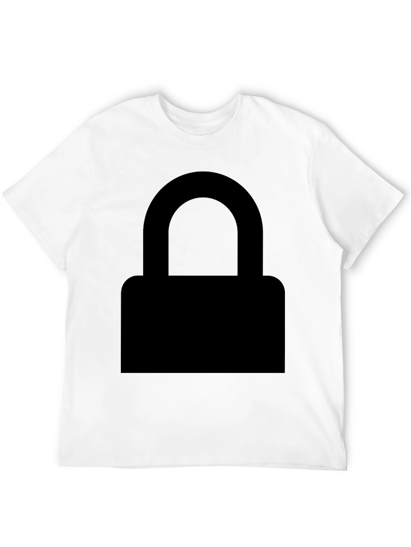 Mens Black Graphic Tee - Padlock Design