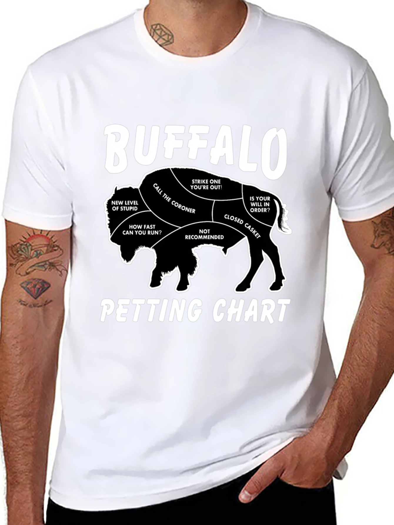 Buffalo Petting Chart Graphic T-Shirt