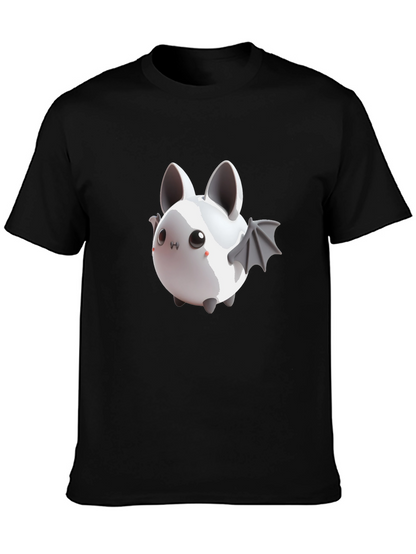 Cute Bat Graphic Tee - Black Cotton Comfort