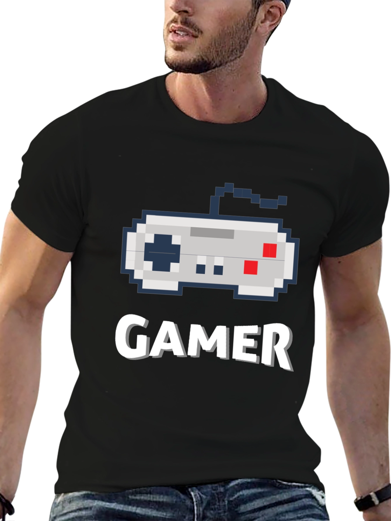 Gamer Pixel Art Black T-Shirt