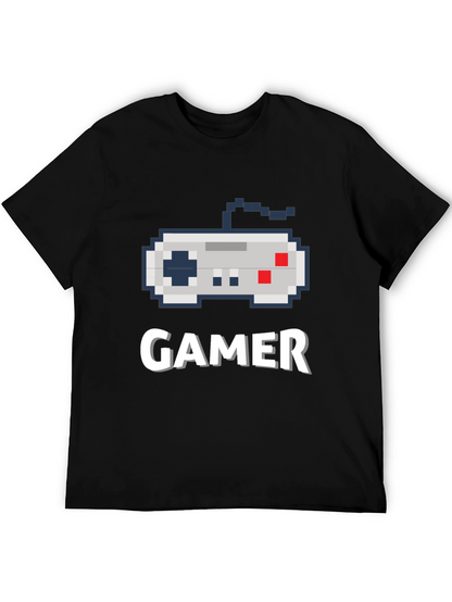 Gamer Pixel Art Black T-Shirt