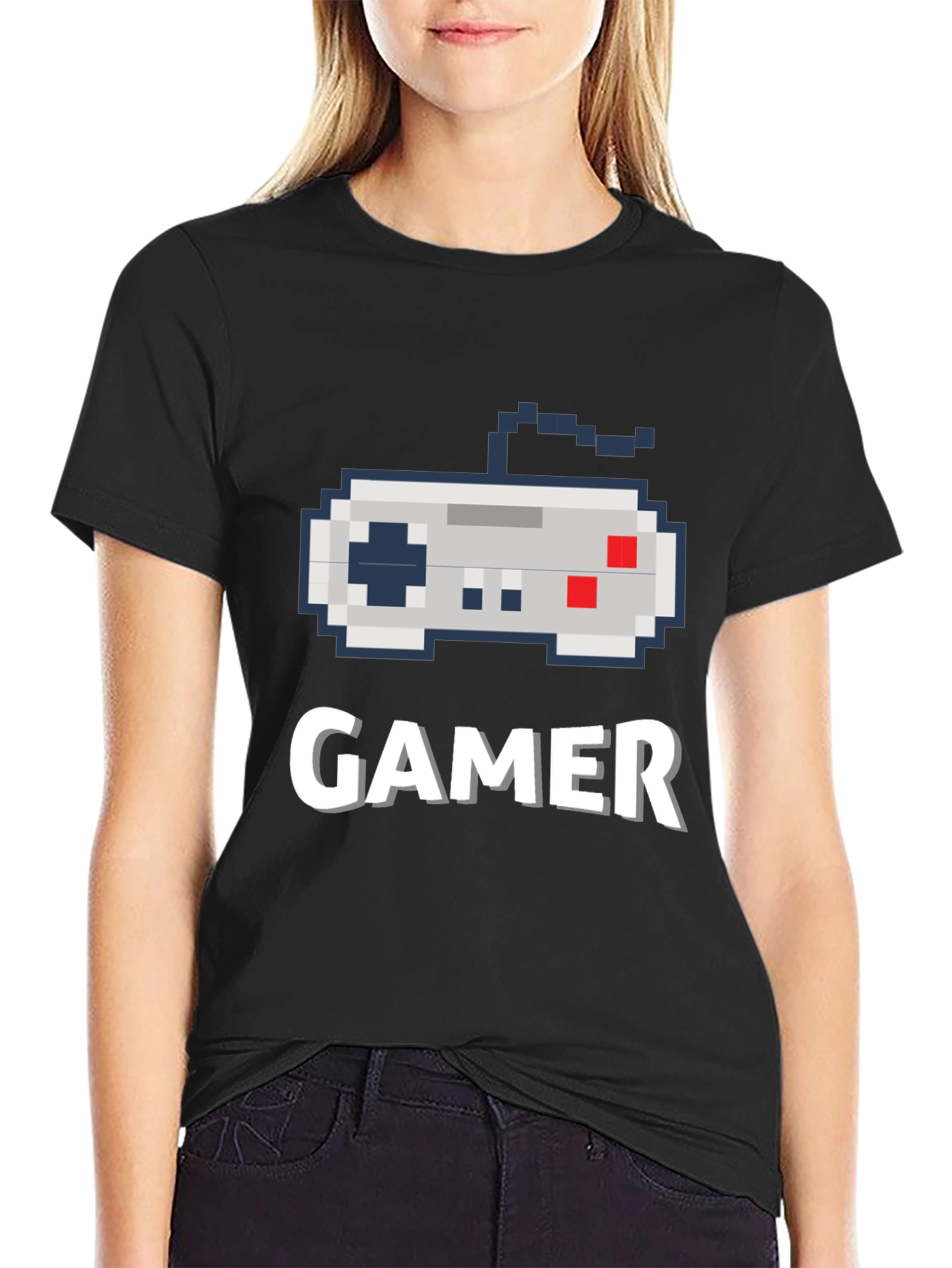 Gamer Pixel Art Black T-Shirt