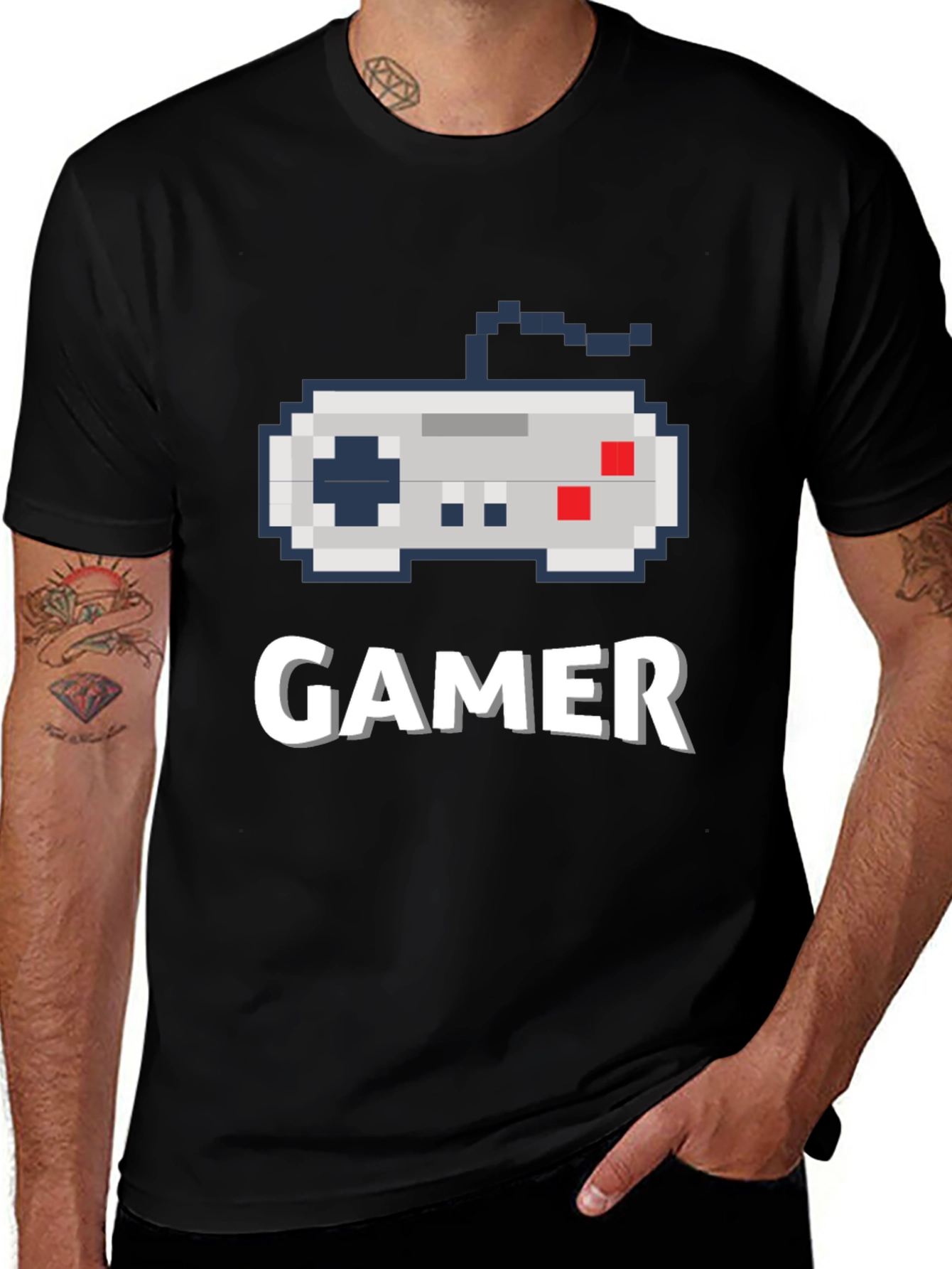 Gamer Pixel Art Black T-Shirt