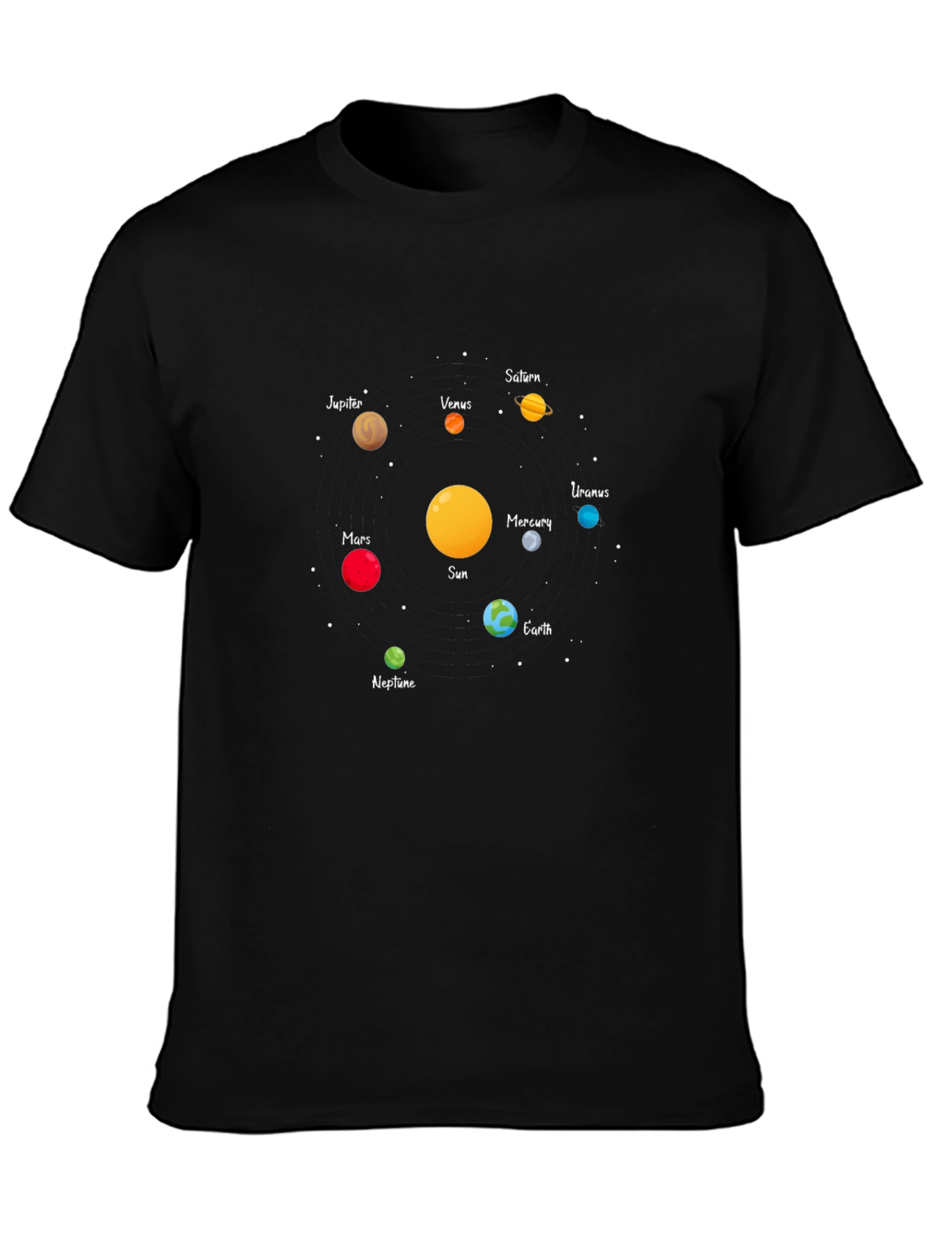 Solar System Planets Graphic Tee - Black Unisex