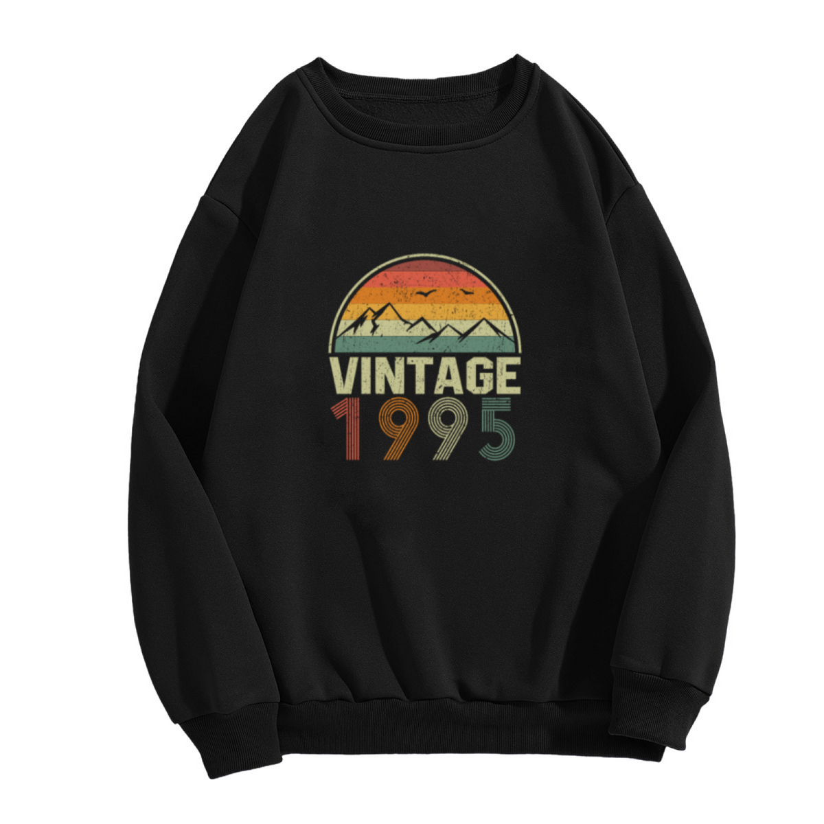 Vintage 1995 Sunset Crewneck Sweatshirt - Retro 90s Nostalgia Mountain Landscape Pullover